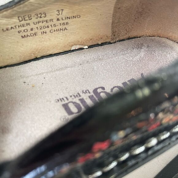 Alegria DEB  patent leather multi color floral prints slip on clogs size Euro 37 - Picture 14 of 15